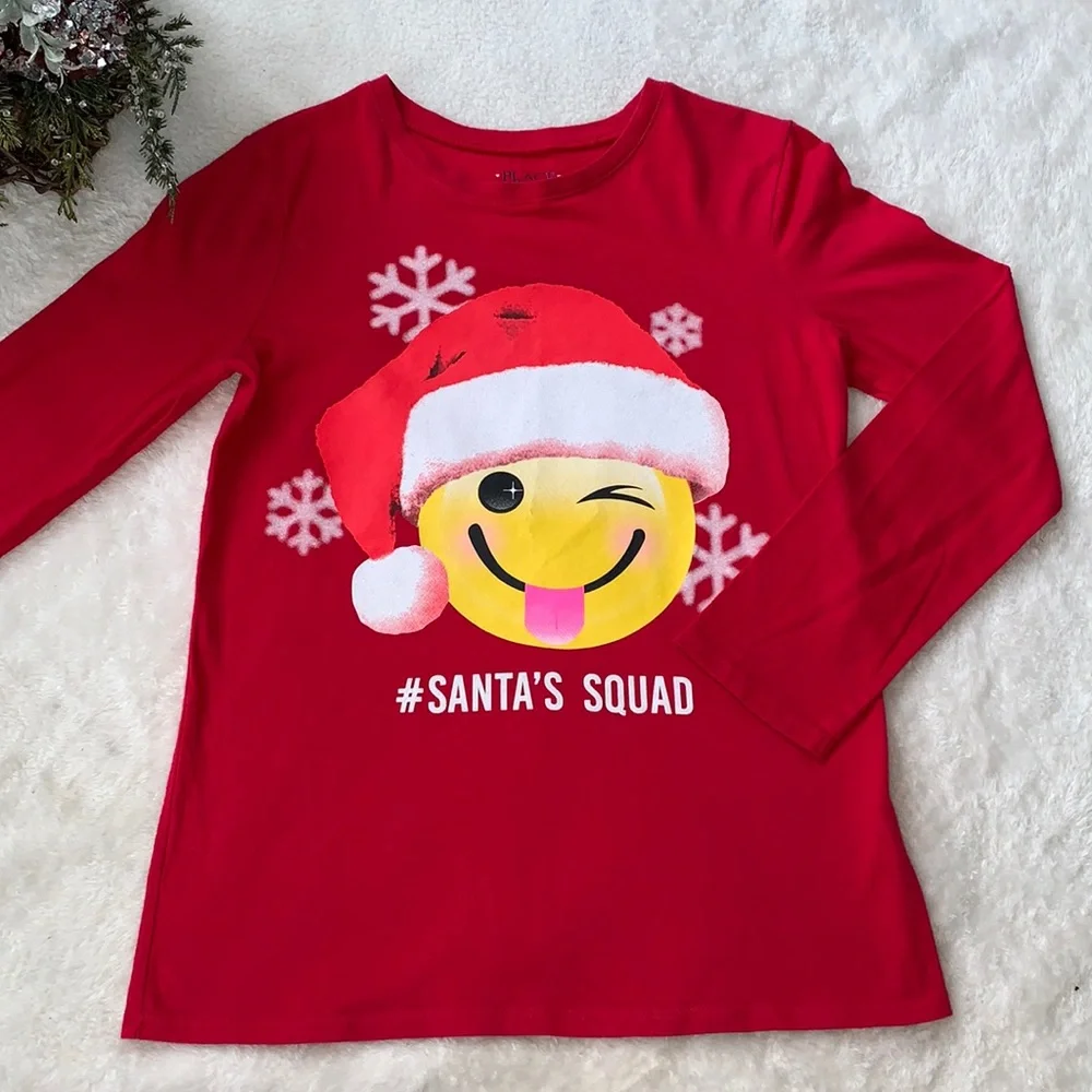 Children’s Place Santa Holiday Red Top 10/12 EUC